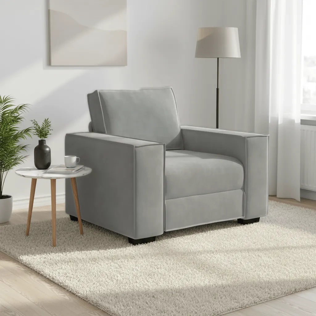 vidaXL Divano Sedia Grigio Chiaro 60 cm Velluto