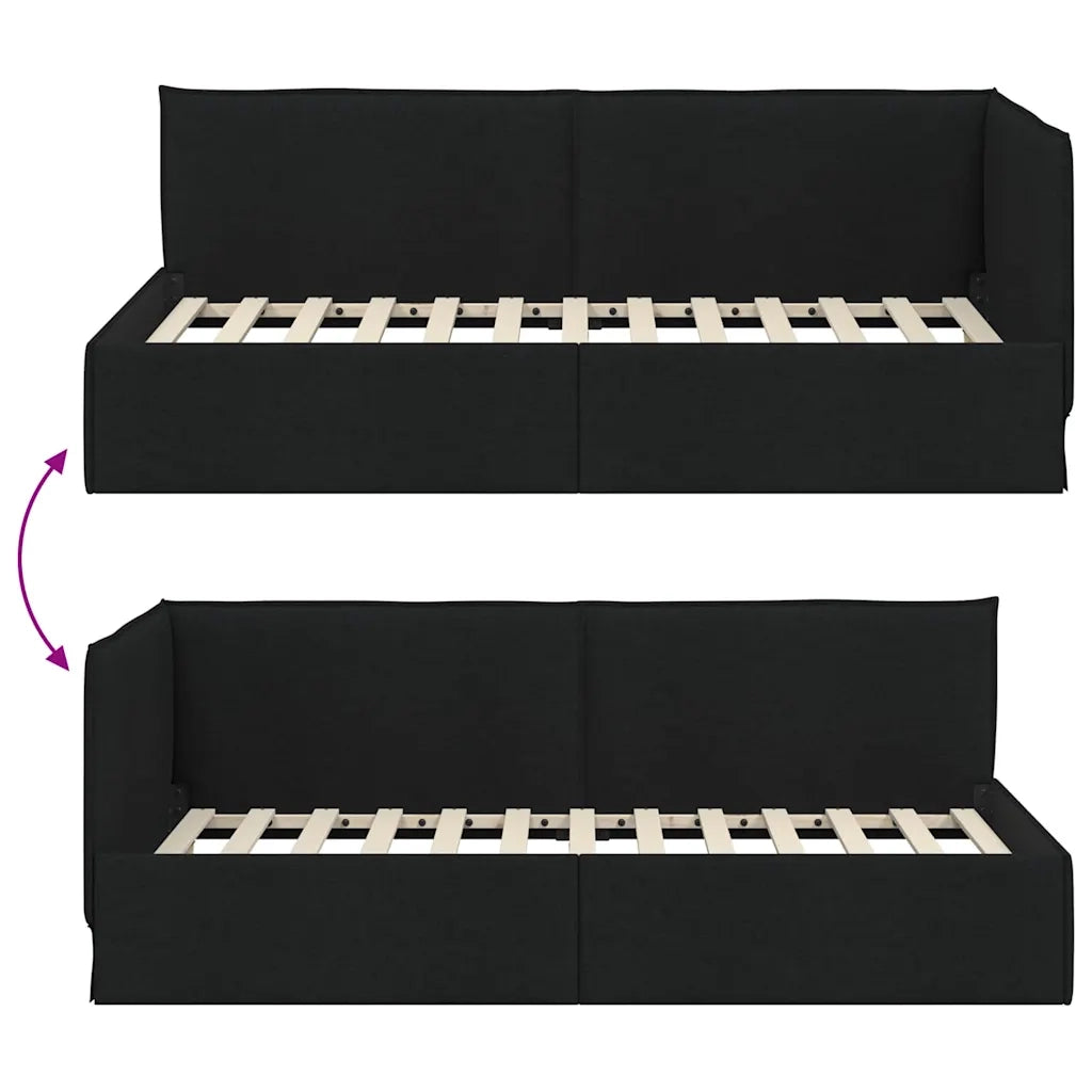 Cornice del letto ad angolo Nero 90 x 200 cm Tessuto