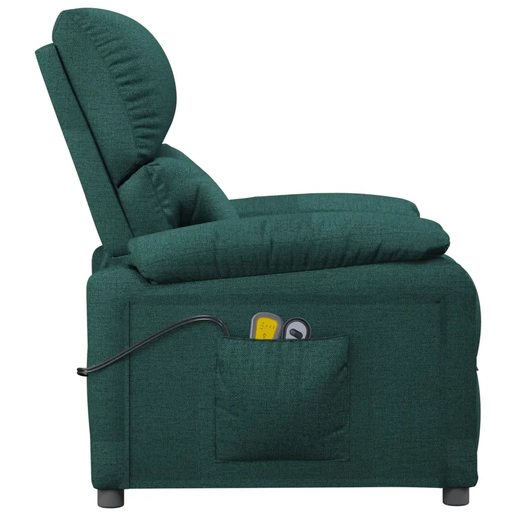 Poltrona Massaggiante | Sedia Relax Elettrica Verde Scuro in Tessuto