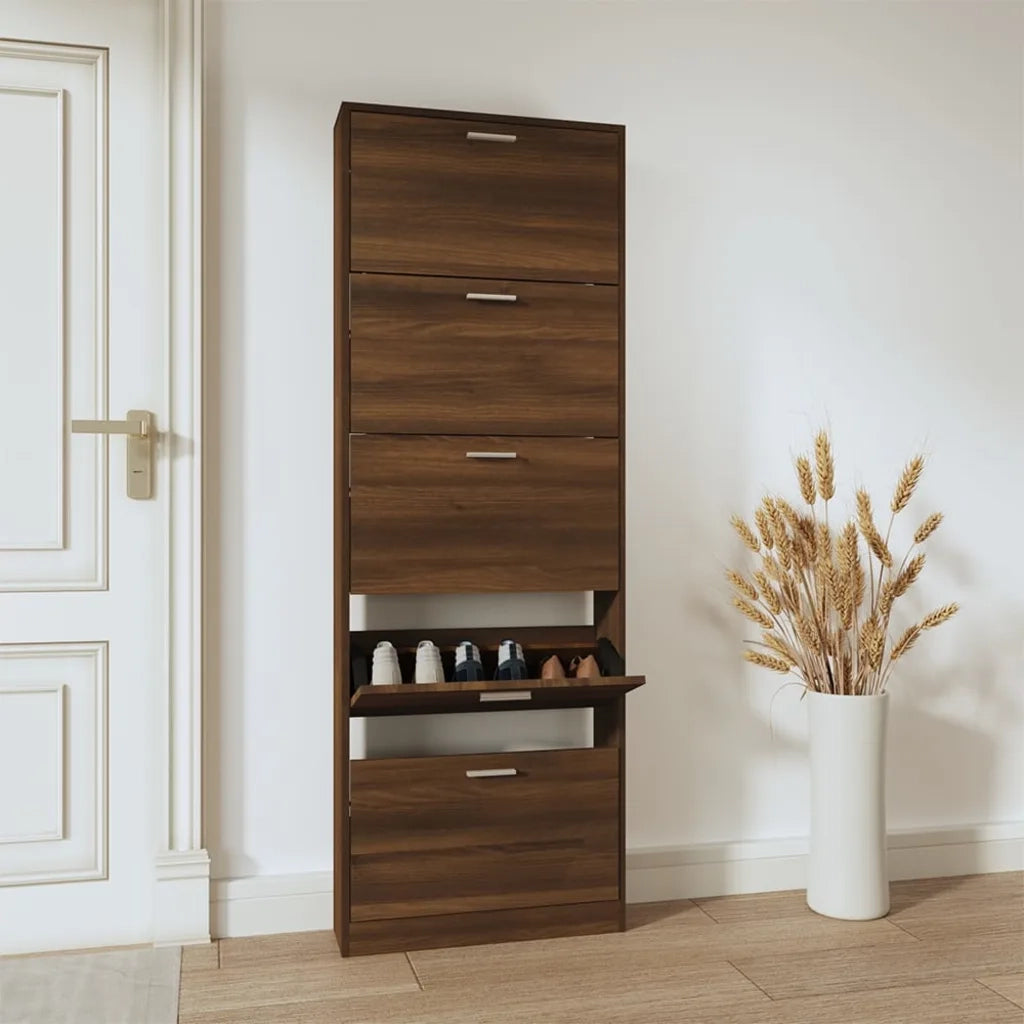 Scarpiera | Mobile per scarpe Rovere Marrone 59x17x169 cm in Legno Multistrato