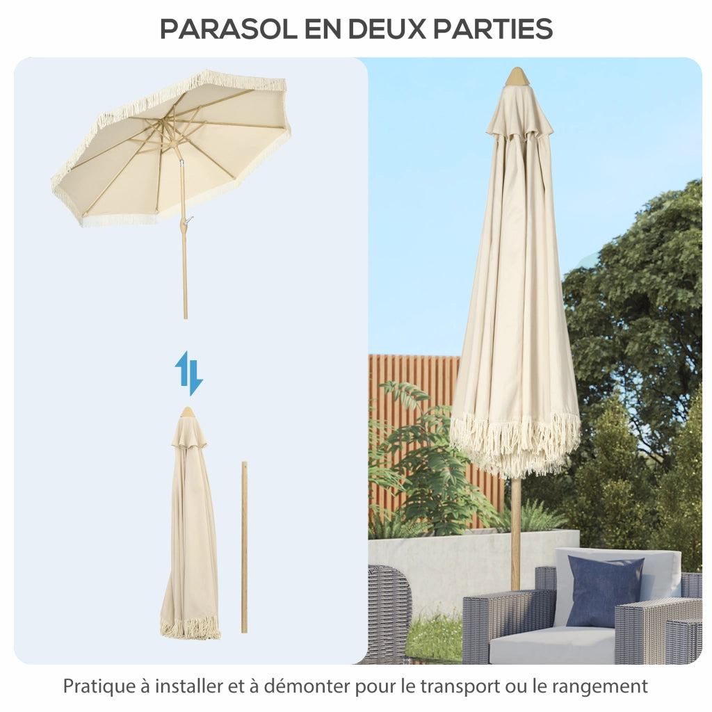 Parasole da giardino inclinabile con manovella ¨C zephmum ¨C crema ?265x244 cm