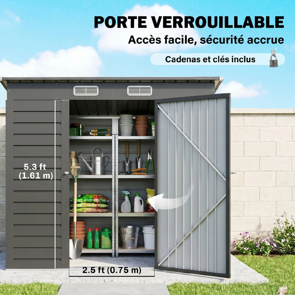 Casetta da giardino ¨C zephmum ¨C 191x130x166.5-183 cm acciaio