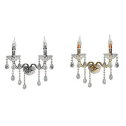 Trade Shop - Applique Candelabro Gocce Pendenti Cristallo Acrilico 2 Bracci Attacco E14 E35 -