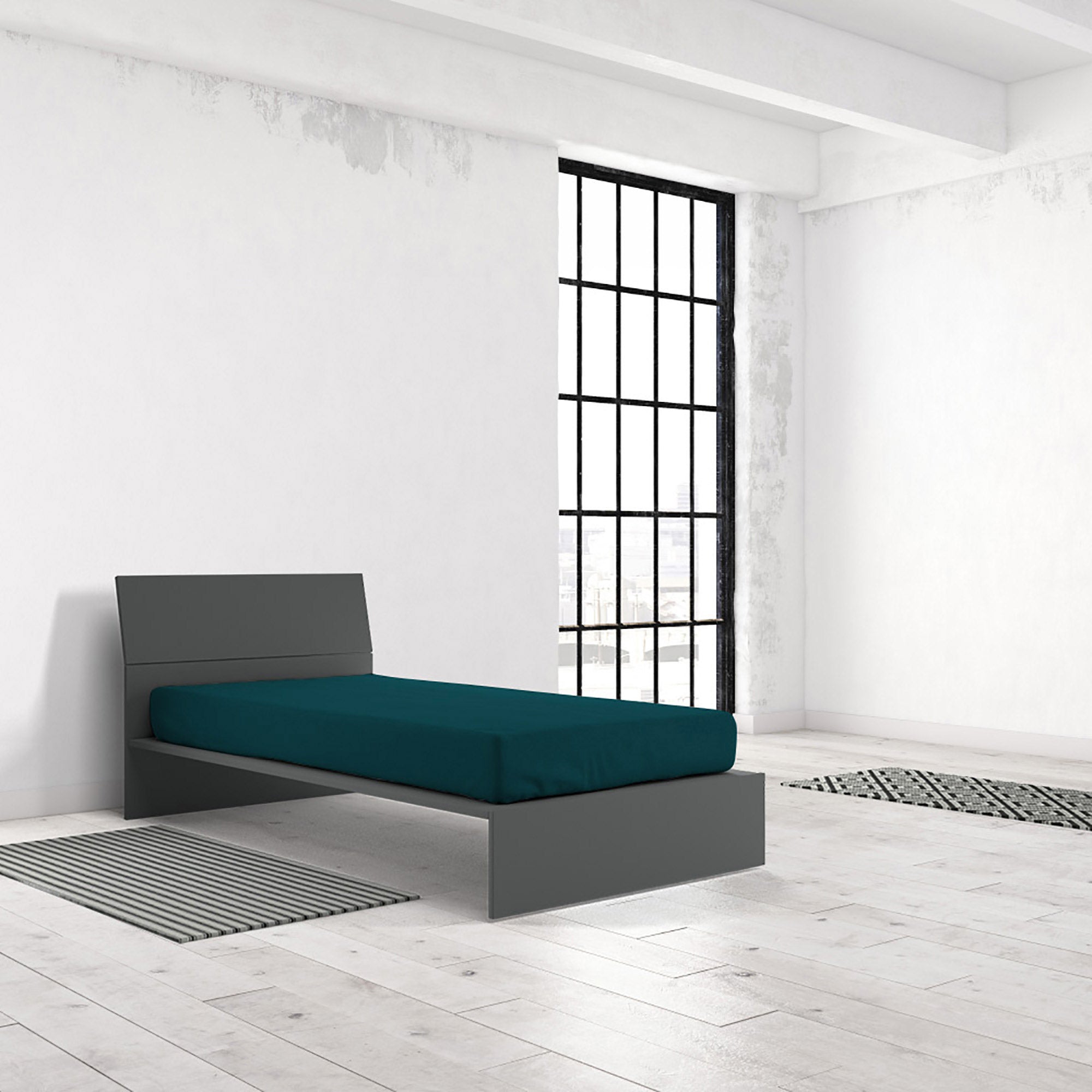 Lenzuolo Sotto con Angoli ed Elastico Tinta Unita Verde Petrolio Matrimoniale Maxy