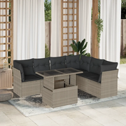 Set Divani da Giardino 7pz con Cuscini Grigio Chiaro Polyrattan