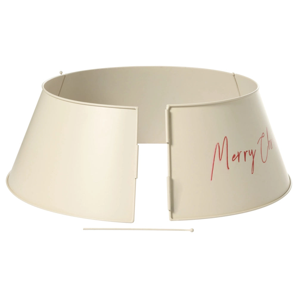 Copribase Albero di Natale Collare Beige Ferro Metallo Moderno Rotondo Accessori Casa Copertura per Tronco Natale