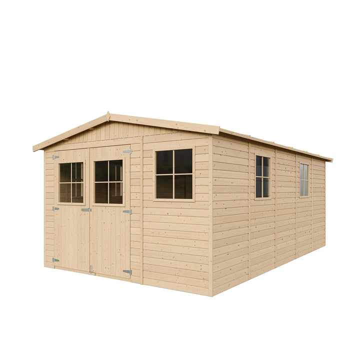 TIMBELA M337+M337G Casa da giardino in legno naturale CON PAVIMENTO IMPREGNATO A226x516x324 cm/15 m²