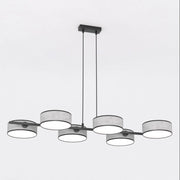 Lampada a sospensione DRUMZ 6 in acciaio nero e tessuto grigio