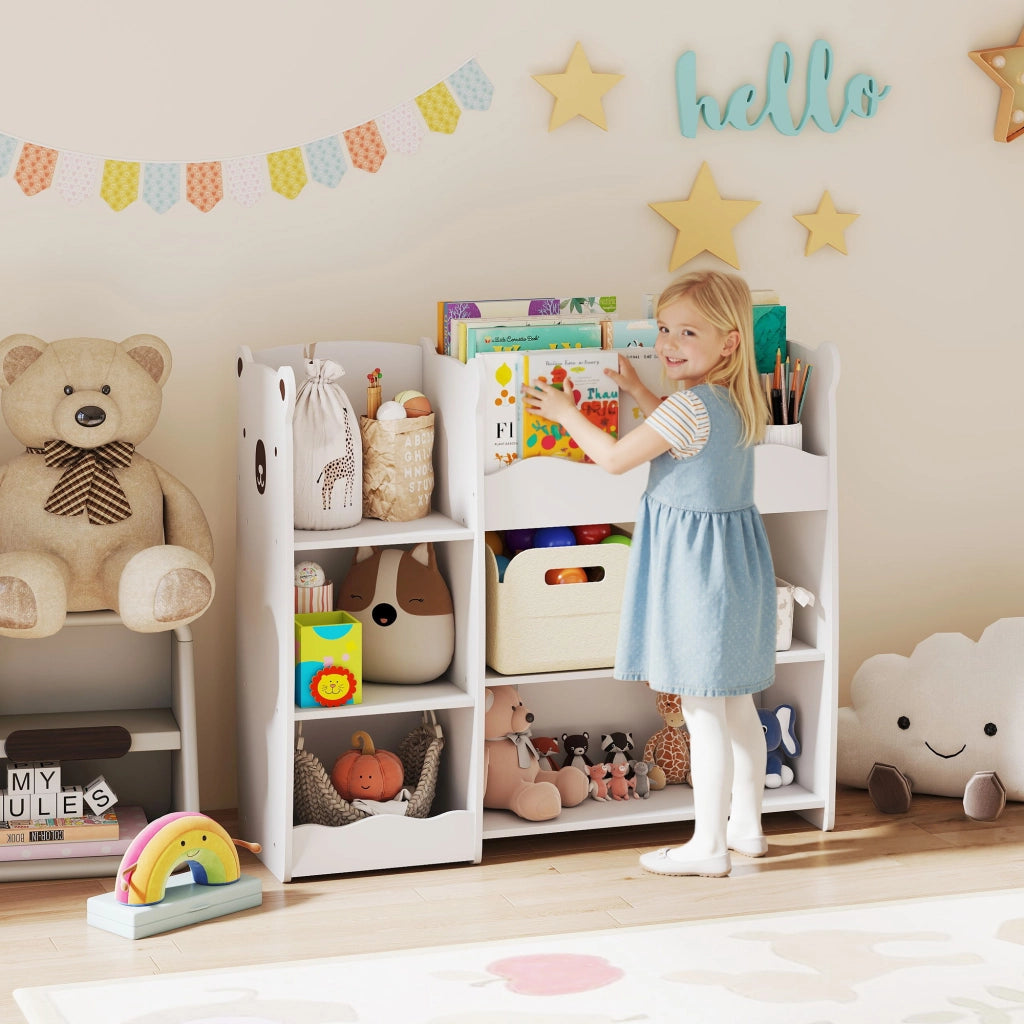 Libreria Bambini Scaffale Giocattoli ¨C Xylo ¨C Bianco Legno Ripiani Aperti Orsetto
