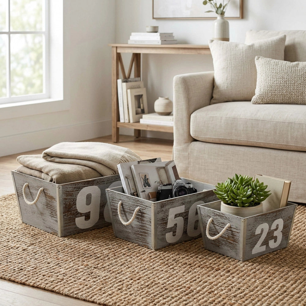 SET DI 3 CASSETTE IN LEGNO ZOE