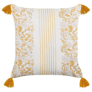 Cuscino decorativo giallo e bianco 45 x 45 cm stampa a mano rivestimenti sfoderabili cerniera motivo floreale
