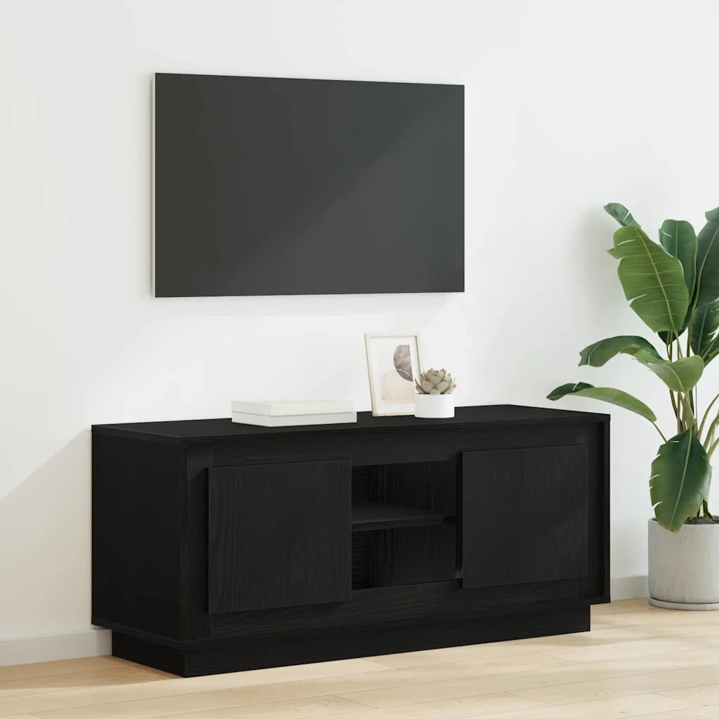 Mobile TV Rovere Nero 102 x 35 x 45 cm Legno multistrato 881315