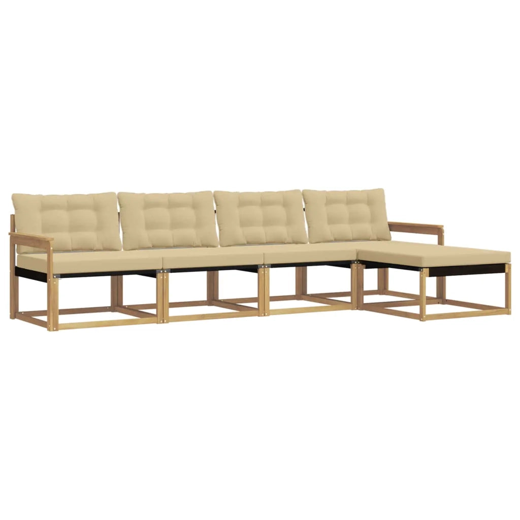 Set di divani da esterno con cuscino 5 pcs Bianco e Beige