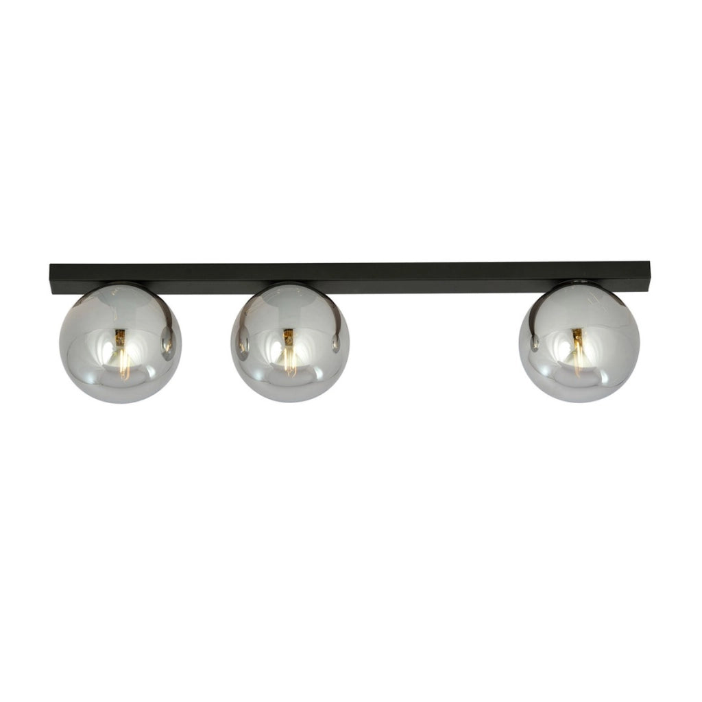 Lampada a sospensione FIT in acciaio nero con diffusori in vetro grafite