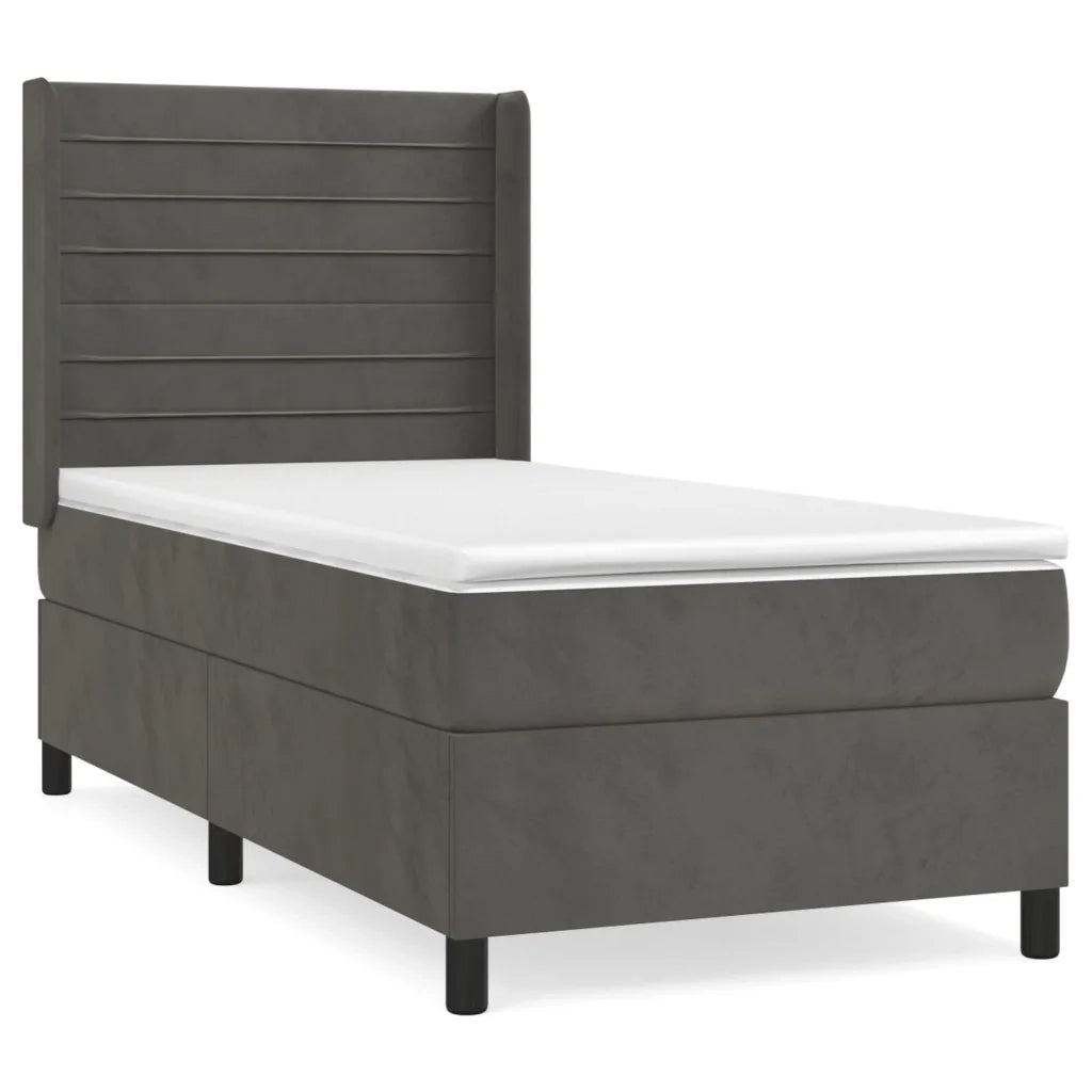 Giroletto a Molle con Materasso Grigio Scuro 80x200 cm Velluto 3132706