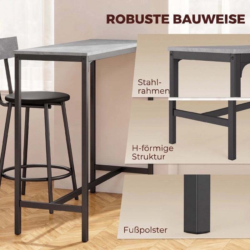 TAVOLO BAR Set da 3 pezzi 100x40x90,5 cm Grigio in legno ingegnerizzato