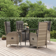Set da Pranzo Giardino 5pz Nero e Grigio con Cuscini Polyrattancod mxl 100447