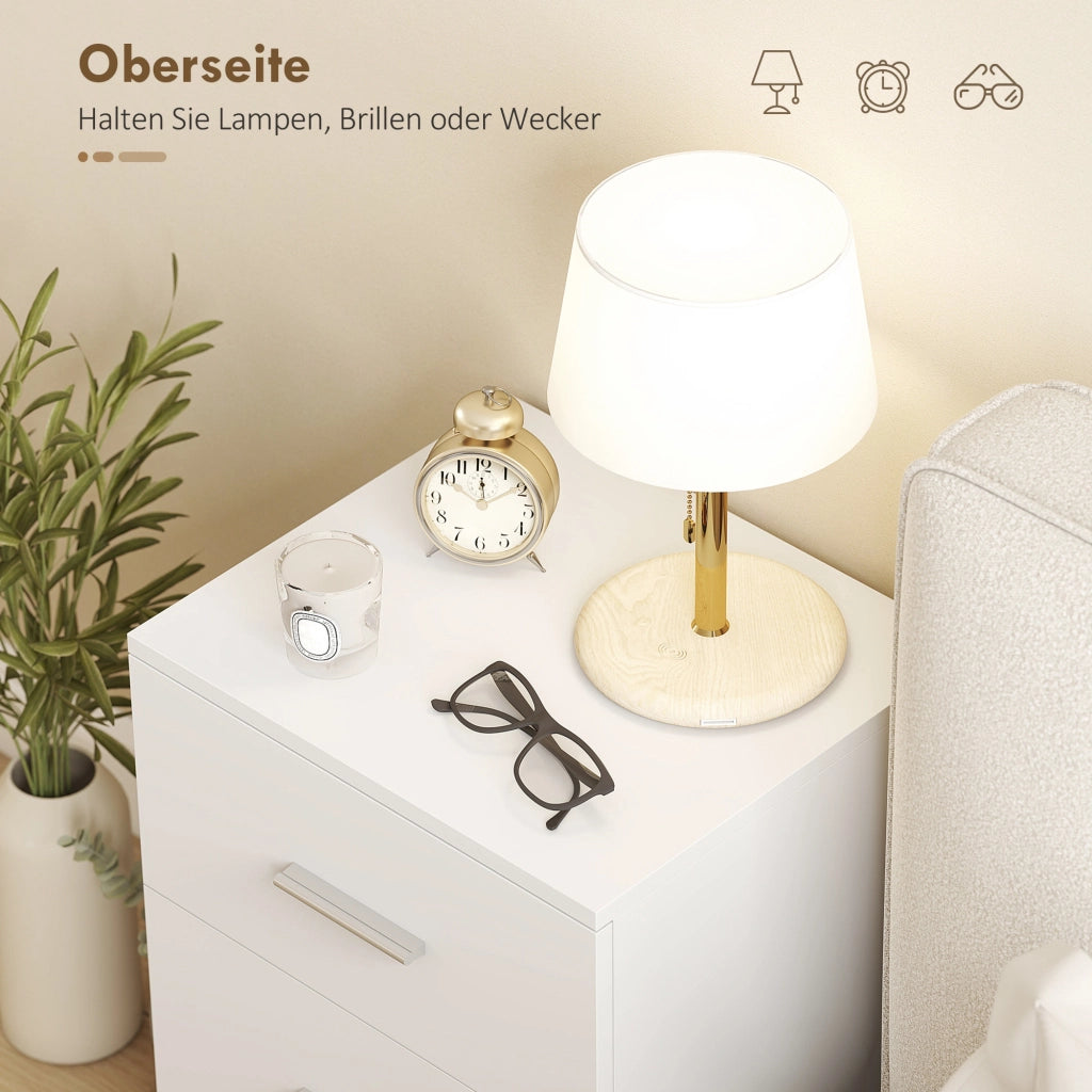 Comodino con 3 cassetti ¨C zephmum ¨C MDF, bianco, 40x40x50 cm