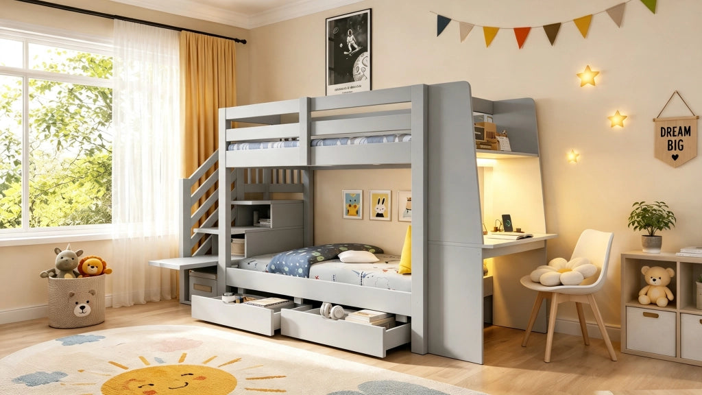 letto a castello legno grigio 90 x 200 cm