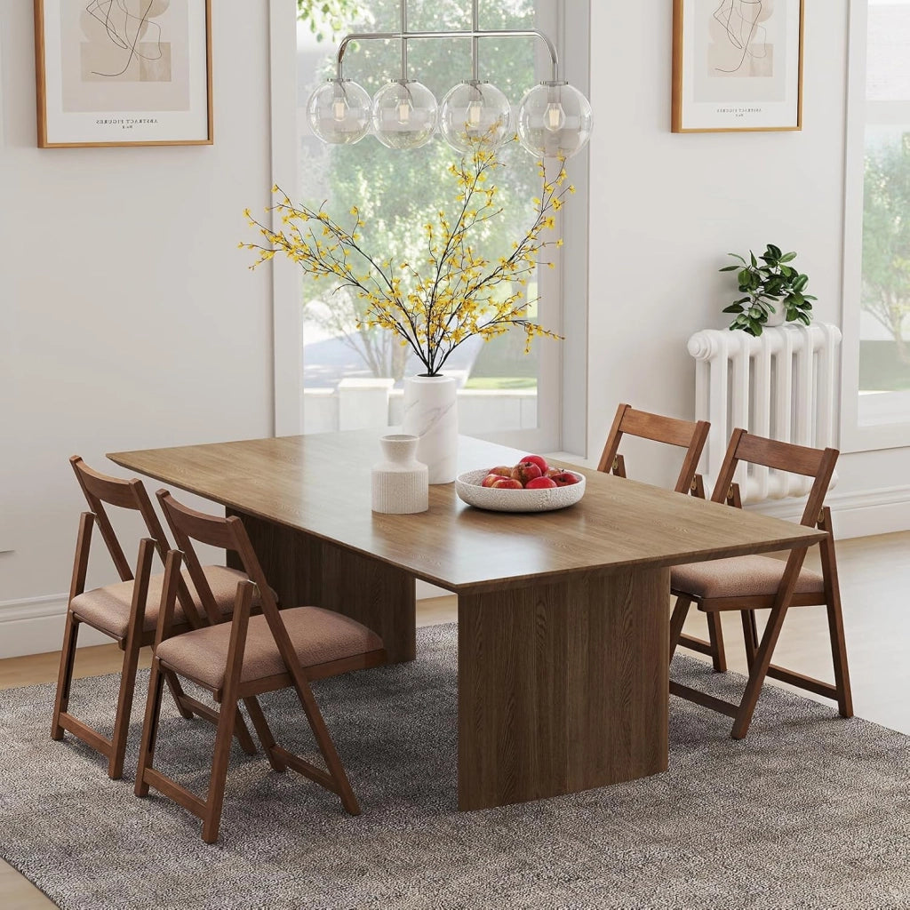 Set di 2 sedie pieghevoli, imbottite, con telaio in legno di gomma e schienale inclinato, per cucina, soggiorno e balcone (noce)