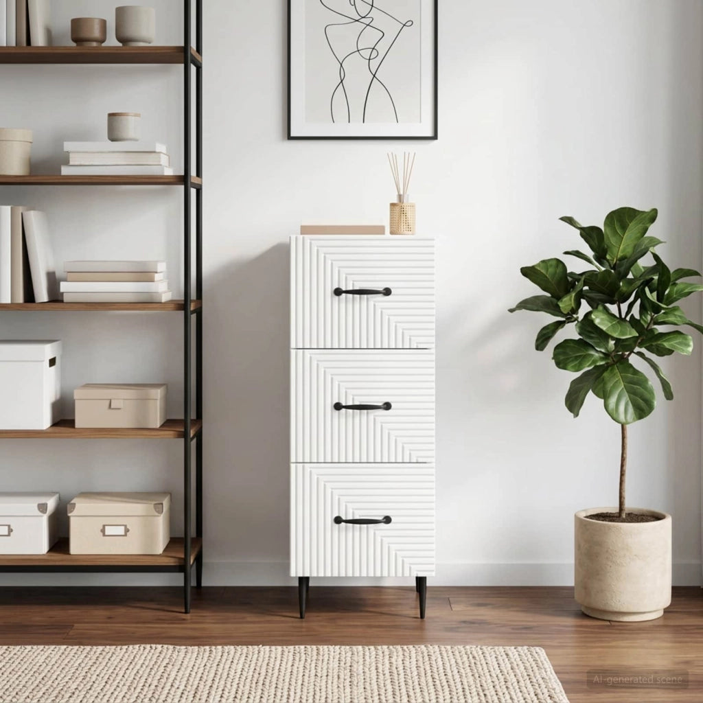 Mobile con Cassetti Bianco Lucido 33 x 34,5 x 89,5 cm 894849