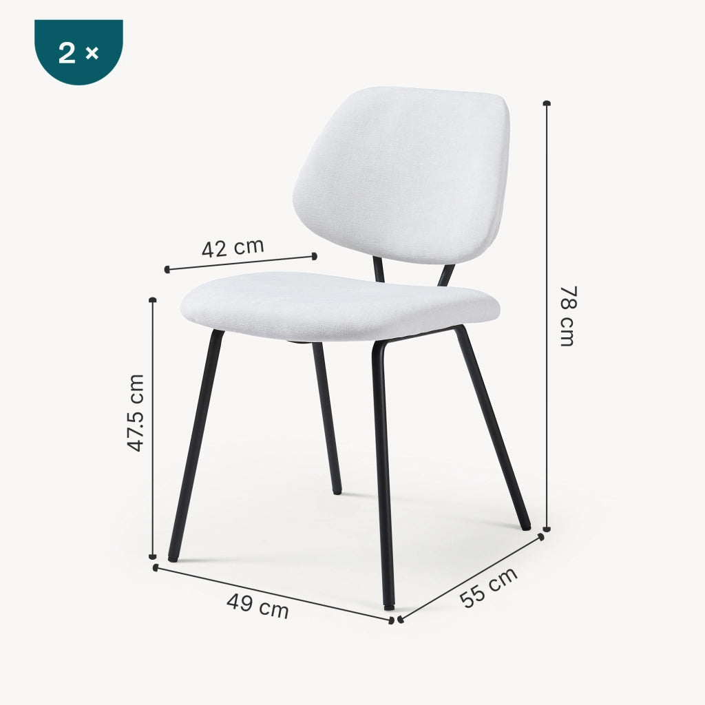 Set di 2 Sedie Köma con Rivestimento in Tessuto - Grigio Chiaro [en.casa]
