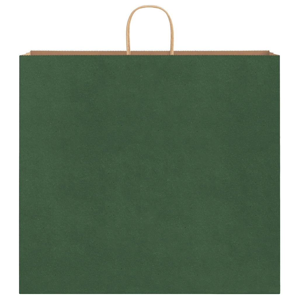 Sacchetti di Carta 250 pz con Manici Verdi 54x15x49 cm