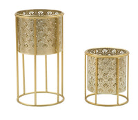 Set 2 Portavasi Ø21x40-19x22 cm in Metallo Oro