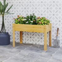 Letto rialzato da giardino per piante, Fioriera rialzata da esterno in legno di abete con fori di drenaggio Naturale-Fioriere