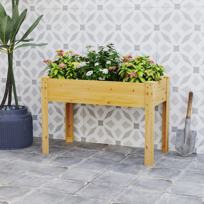 Letto rialzato da giardino per piante, Fioriera rialzata da esterno in legno di abete con fori di drenaggio Naturale-Fioriere