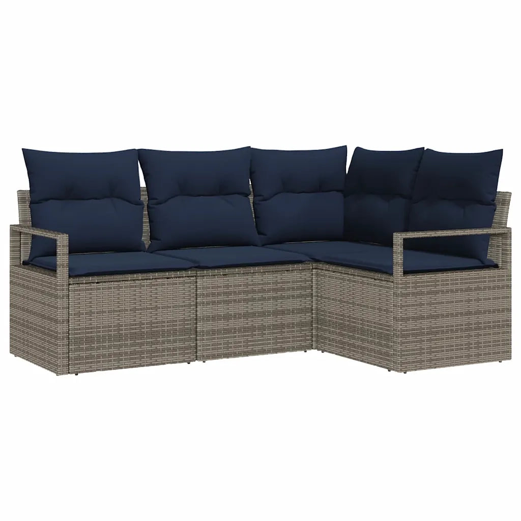 Set di divani con cuscino 4 pcs Grigio polyrattan