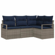 Set di divani con cuscino 4 pcs Grigio polyrattan