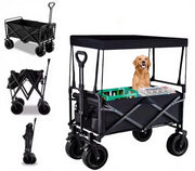 Carrello pieghevole per bambini - Trasporto con tetto - Pneumatici fuoristrada - Maniglia di trazione e spinta