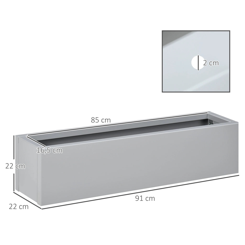 Vaso da Giardino in Acciaio ¨C Zephmum ¨C Grigio 91x22x22