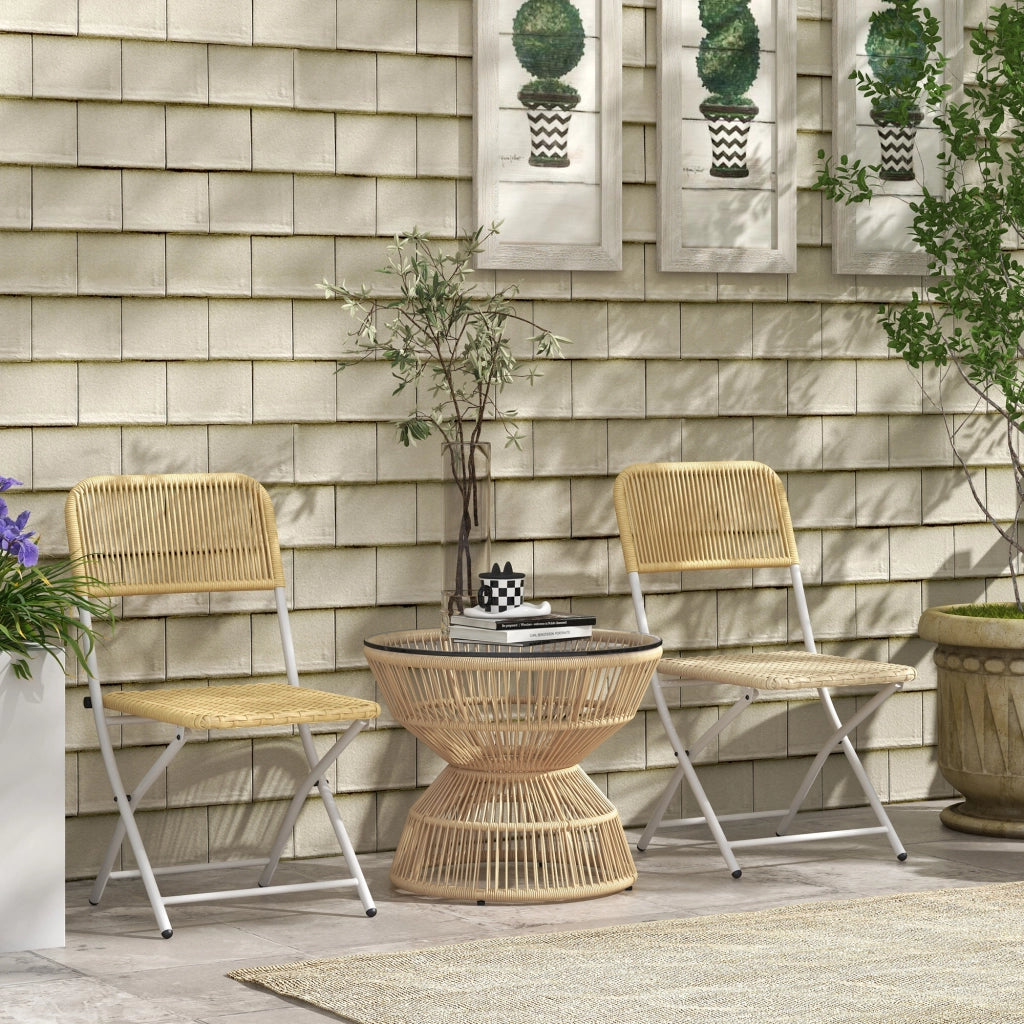 Tavolino da giardino ¨C Minimal ¨C Rattan, vetro, 60x60x50 cm, naturale