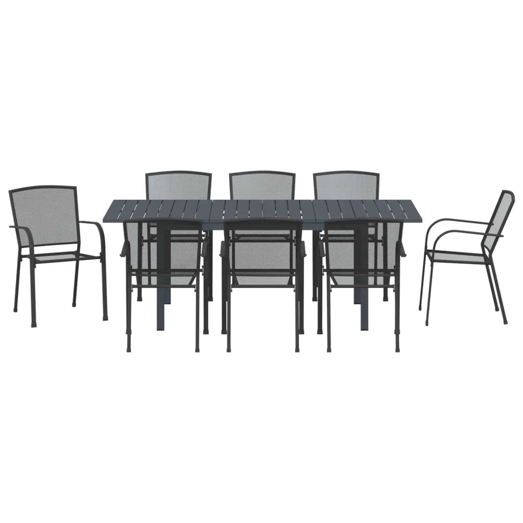 Set da Pranzo per Giardino 9 pcs Antracite Acciaio 3378834