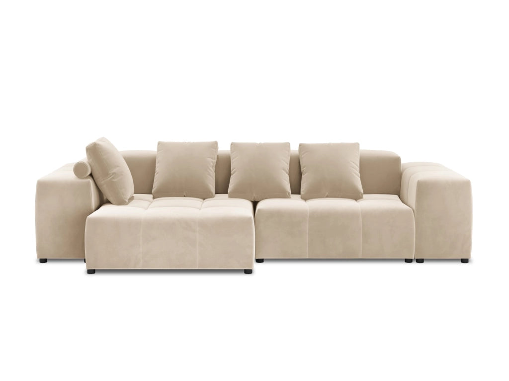 Cosmopolitan Design - Divano angolare modulare reversibile "Rome" 4 posti in velluto beige 