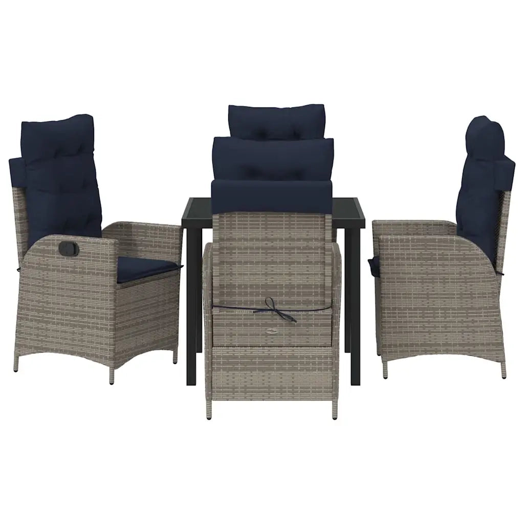 Set da Pranzo per Giardino 5 pcs Grigio e Nero Rattan