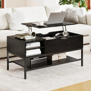 Tavolino rettangolare 99,5 x 49,5 x 47,5 cm pratico con moderno spazio di archiviazione in truciolato nero 20_0018300