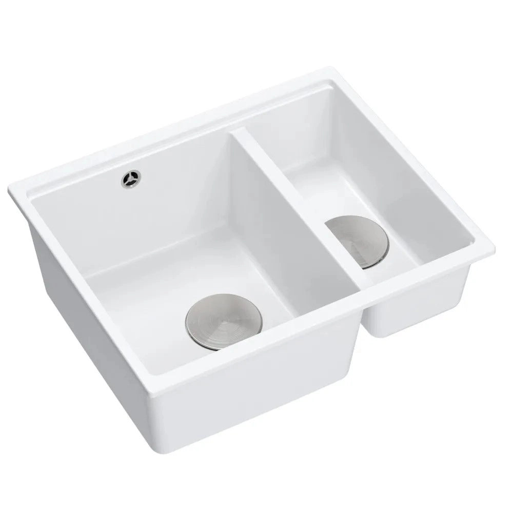 Lavello In Granito Logan 150 White Tappo acciaio