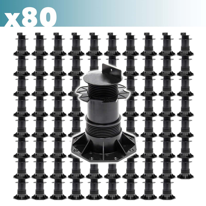 Set 80 supporti per pavimenti galleggianti Altezza regolabile 140-210mm Max 2700 kg Piedini per decking