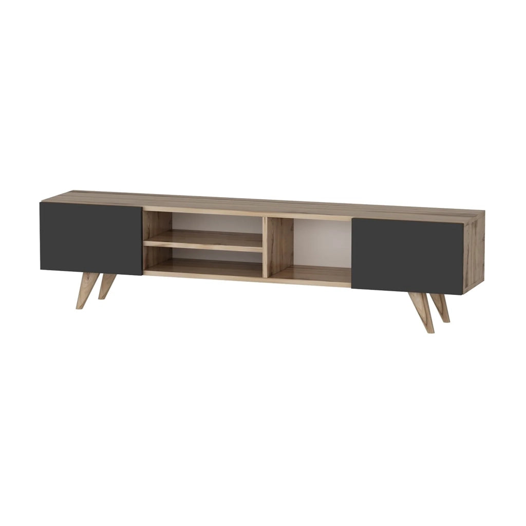 Mobile porta TV con 2 ante 40 x 160 x 31 cm effetto rovere/nero 03_0007748