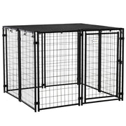 Recinto per Cani Pieghevole con Copertura ¨C zephmum ¨C 8 Pannelli con Porta, 141x141x113cm, Nero