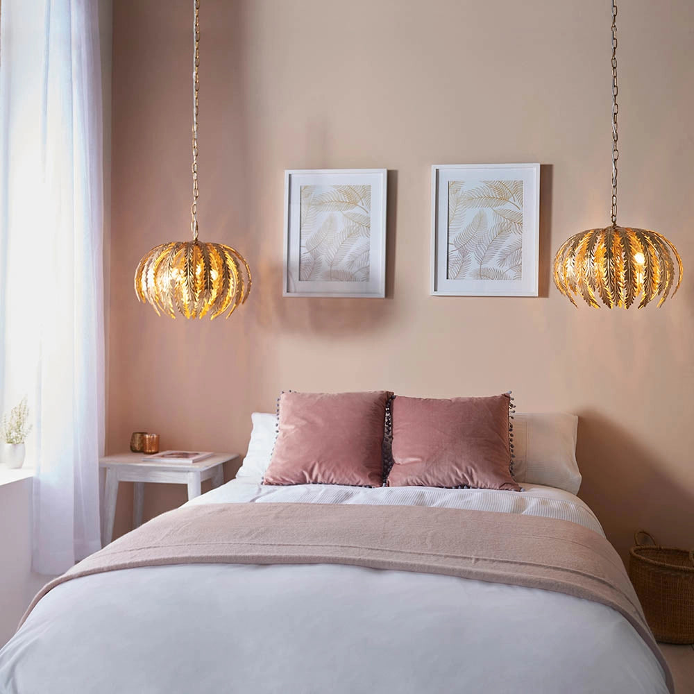 Lampadario Art Déco oro foglia 3xE14 Endon Delphine