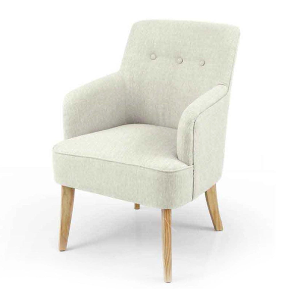 POLTRONA CON SEDUTA IN TESSUTO E GAMBE IN LEGNO 60 X 65 X 85 CM COLORE CREMA