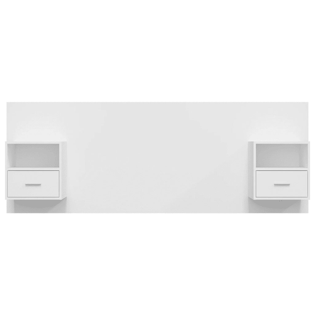 Testiera | Testata per Letto con Comodini in Legno Multistrato Bianco