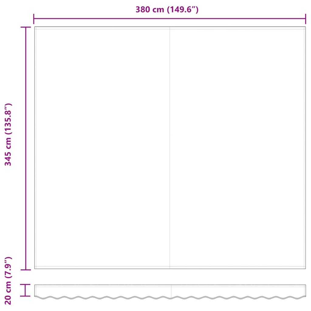 Tessuto di Sostituzione per Tenda da Sole per Struttura 4x3.5 m Verde e Bianco