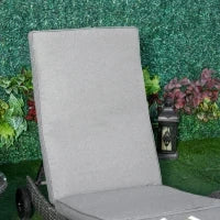Lettino da Giardino in Polyrattan con Cuscino Schienale Regolabile in 5 Posizioni Lettino da Giardino in Rattan Mobili da Giardino Forma a S in Metallo Grigio 207 x 70 x 70 cm