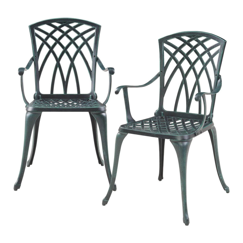 Set da bistrot da giardino grigio scuro con patina verde 03_0011360