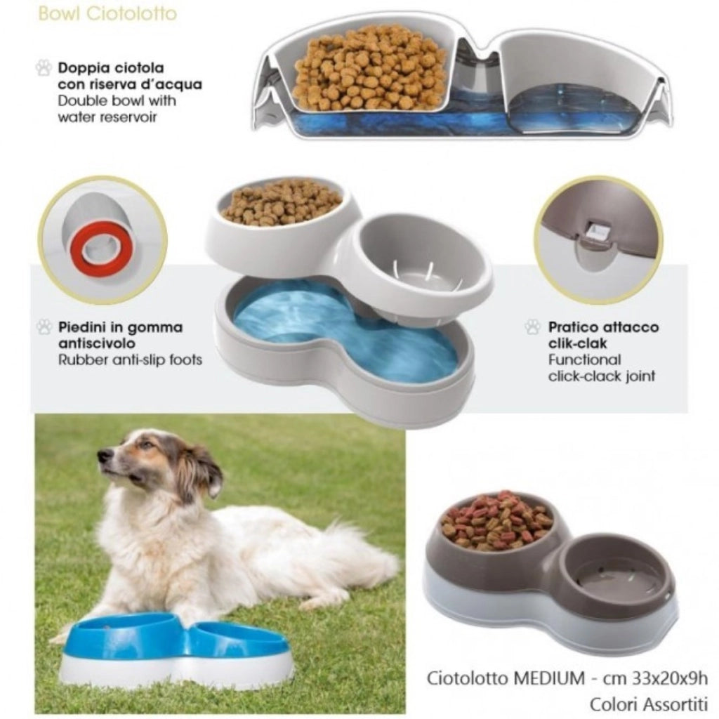 Ciotola 33X20X9 Acqua E Cibo Pet Cane Gatto Bama - Bama Spa